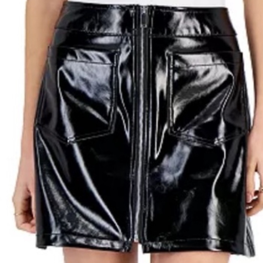 Shiny Black Mini Skirt